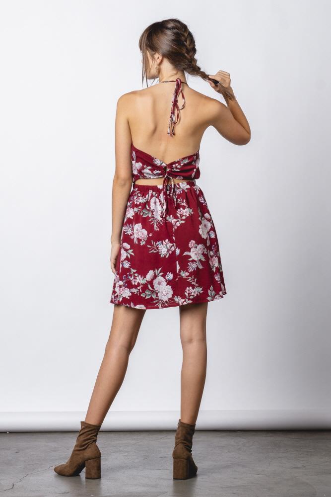 Maroon Halter Mini Dress