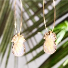 Load image into Gallery viewer, Abalone Pineapple Hoop Earrings
